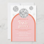 Tweede Verjaardag Sinaasappel roze Retro Disco boo Kaart (Voorkant)