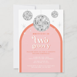 Tweede Verjaardag Sinaasappel roze Retro Disco boo Kaart