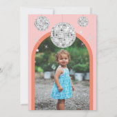 Tweede Verjaardag Sinaasappel roze Retro Disco boo Kaart (Achterkant)