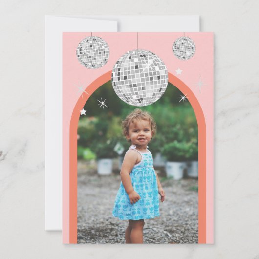 Tweede Verjaardag Sinaasappel roze Retro Disco boo Kaart (Achterkant)