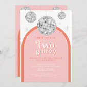 Tweede Verjaardag Sinaasappel roze Retro Disco boo Kaart (Voorkant / Achterkant)