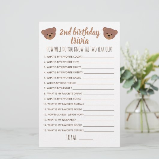 Tweede verjaardag Trivia hoe goed je weet hoe goed (Staand voorkant)