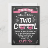 Tweede verjaardag twee kool-alkboardmeisjes bedankkaart (Voorkant)