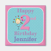 Tweede verjaardag, tweejarig meisje magneet (Voorkant)