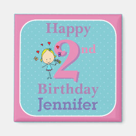 Tweede verjaardag, tweejarig meisje magneet