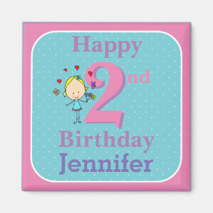 Tweede verjaardag, tweejarig meisje magneet