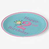 Tweede verjaardag, tweejarig meisje papieren bordje (Gekanteld)