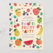 Tweede verjaardag uitnodigen, twee-tij fruitig fee kaart (Voorkant / Achterkant)