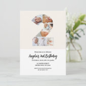 Tweede verjaardag uitnodiging minimalist - nummer  (Staand voorkant)