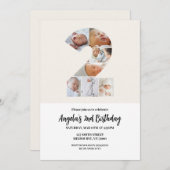 Tweede verjaardag uitnodiging minimalist - nummer  (Voorkant / Achterkant)