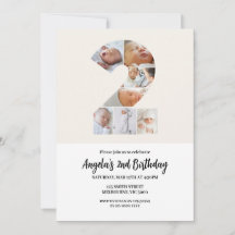 Tweede verjaardag uitnodiging minimalist - nummer