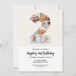 Tweede verjaardag uitnodiging minimalist - nummer 