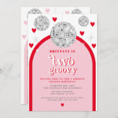 Tweede Verjaardag Valentijnse Hart Retro Disco Arc Kaart (Voorkant / Achterkant)