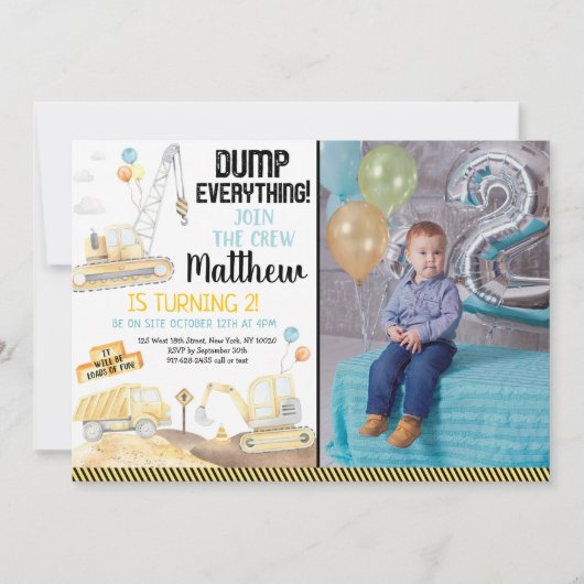 Tweede verjaardag van de aanleg van een vuilniswag kaart (Voorkant)