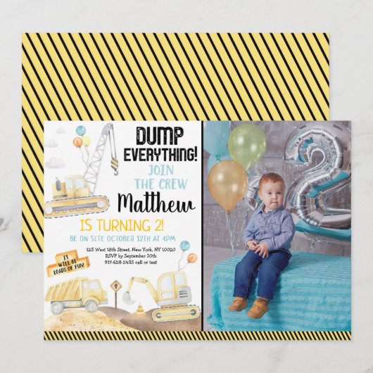 Tweede verjaardag van de aanleg van een vuilniswag kaart (Voorkant / Achterkant)