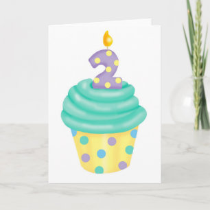 Tweede verjaardag van de baby - cupcake kaart