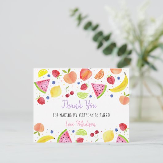 Tweede verjaardag van de bietenvrucht bedankkaart (Staand voorkant)