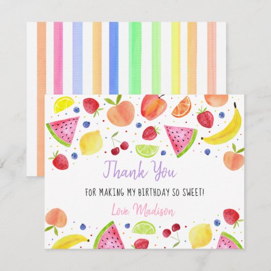 Tweede verjaardag van de bietenvrucht bedankkaart (Voorkant / Achterkant)