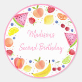 Tweede verjaardag van de bietenvrucht ronde sticker (Voorkant)