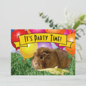 Tweede verjaardag van de Cavia van het kinderfeest Kaart (Staand voorkant)