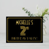 Tweede verjaardag van de geboorte — Art Deco Style Folie Uitnodiging (Staand Voorkant)