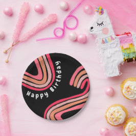 Tweede verjaardag van de Groovy-regenboog Papieren Bordje