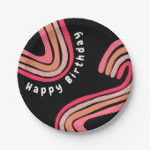 Tweede verjaardag van de Groovy-regenboog Papieren Bordje (Voorkant)