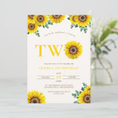 Tweede verjaardag van de kleine zonnebloem kaart (Staand voorkant)