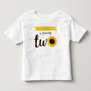 Tweede verjaardag van de kleine zonnebloem kinder shirts