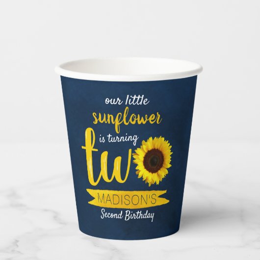Tweede verjaardag van de kleine zonnebloem papieren bekers (Voorkant)
