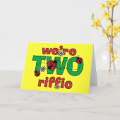 TWEEDE verjaardag van de riffische ladybug Twins 2 Kaart (Gele Bloem)