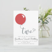 Tweede verjaardag van de rode ballon kaart (Staand voorkant)
