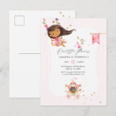 Tweede verjaardag van de roze en gouden prinses uitnodiging briefkaart (Voorkant / Achterkant)