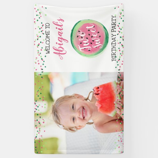 Tweede verjaardag van de Watermelonpartij van twee Spandoek (Verticaal)