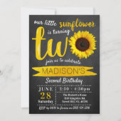 Tweede verjaardag van het kleine zonnebloemkarton kaart (Voorkant)
