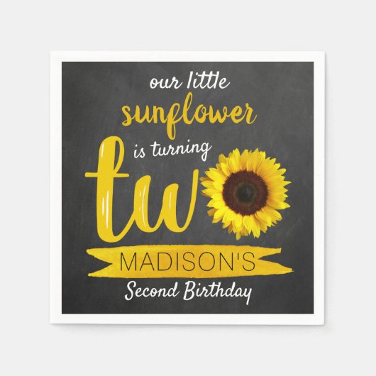 Tweede verjaardag van het kleine zonnebloemkarton servet (Voorkant)