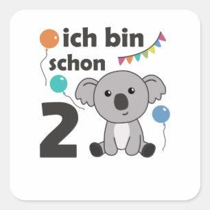 Tweede verjaardag van Koala Twee jaar oude koedier Vierkante Sticker