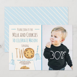 Tweede verjaardag van Melk en Koekjes Boy Blue Kaart