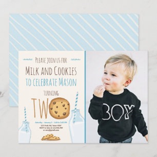 Tweede verjaardag van Melk en Koekjes Boy Blue Kaart