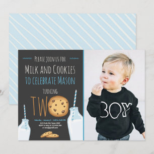 Tweede verjaardag van Melk en Koekjes Boy Blue Kaart