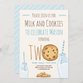 Tweede verjaardag van Melk en Koekjes Boy Blue Kaart (Voorkant / Achterkant)