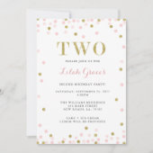 Tweede verjaardag van roze en goud kaart (Voorkant)