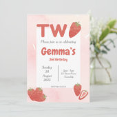 Tweede verjaardag van Strawberry Kaart (Staand voorkant)