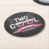 Tweede verjaardag van twee kool-meisjes ronde kartonnen onderzetter (Gebogen)