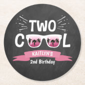 Tweede verjaardag van twee kool-meisjes ronde kartonnen onderzetter (Voorkant)