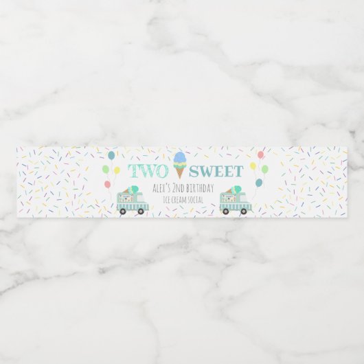 Tweede verjaardag van twee zoete ijsjes waterfles etiket (Enkel label)