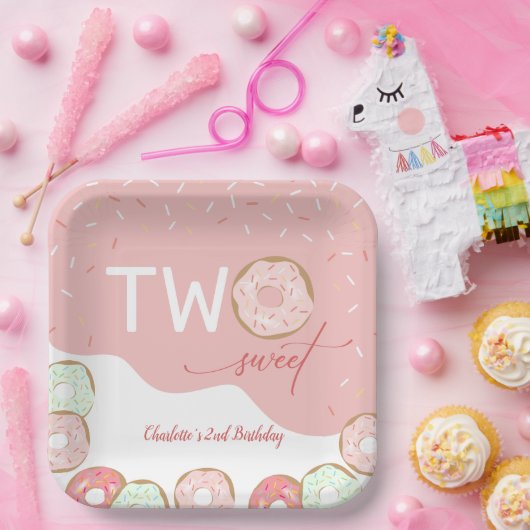 Tweede verjaardag van twee zoete meisjes papieren bordje (Feest)
