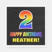 Tweede verjaardag: Vet, Vun, Eenvoudig, Regenboog  Servet (Voorkant)