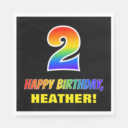 Tweede verjaardag: Vet, Vun, Eenvoudig, Regenboog  Servet (Voorkant)