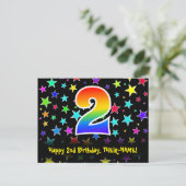 Tweede verjaardag: vun sterrenpatroon, regenboog 2 briefkaart (Staand voorkant)